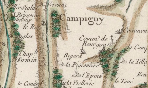 Campigny sur la carte de Cassini