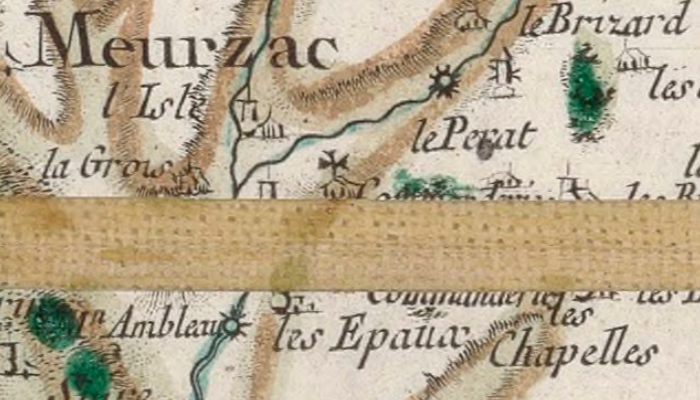 la maison templière des Epeaux sur la carte de Cassini