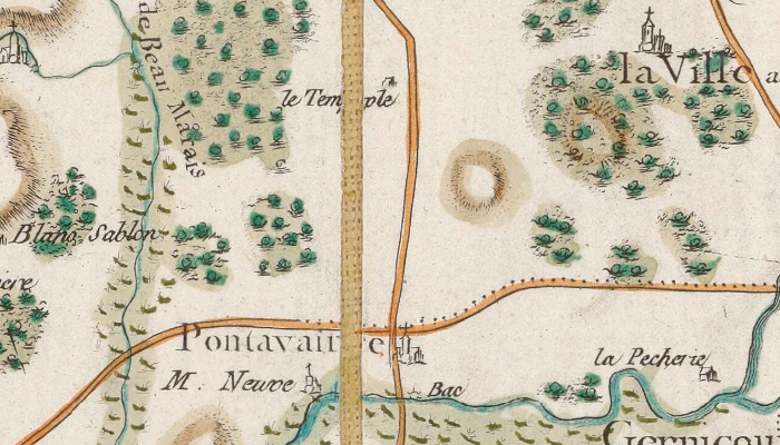 Le hameau du Temple à Pontavert sur la carte de Cassini