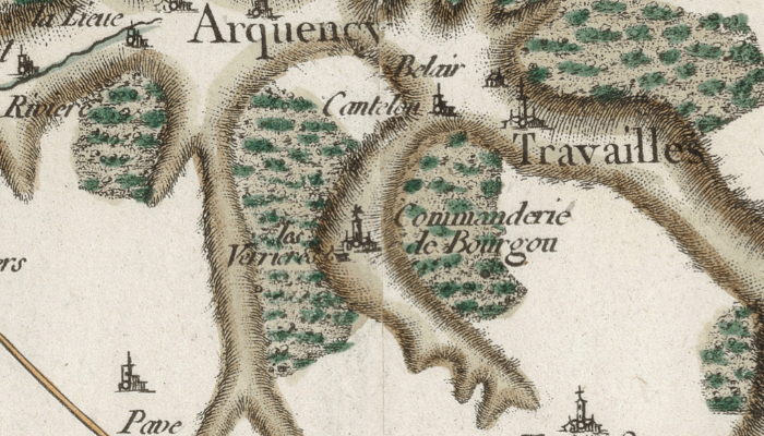 Bourgoult sur la carte de Cassini