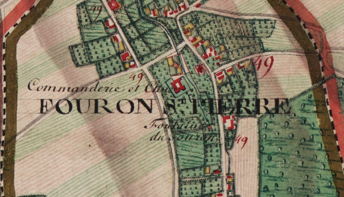 La commanderie teutonique de Sint-Pieters-Voeren (Fouron-Saint-Pierre) sur la carte de Ferraris