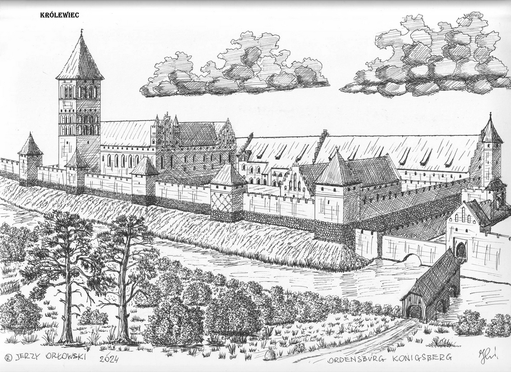 Dessin du Château Teutonique de Kaliningrad (Królewiec - Königsberg)