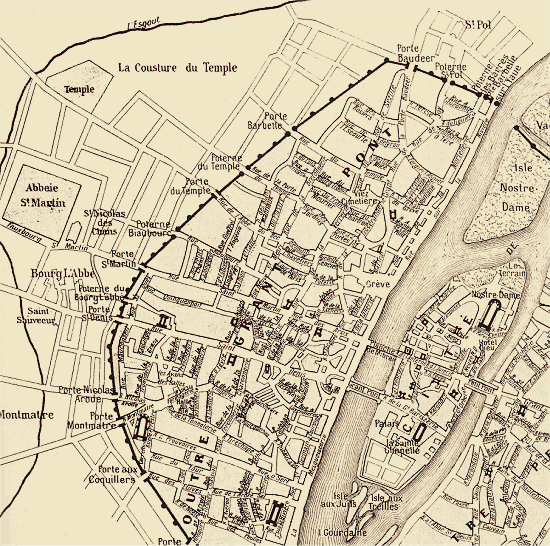 Plan de Paris au XIIème s. - Coll G.Bernage