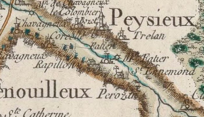 Peyzieux sur la carte de Cassini