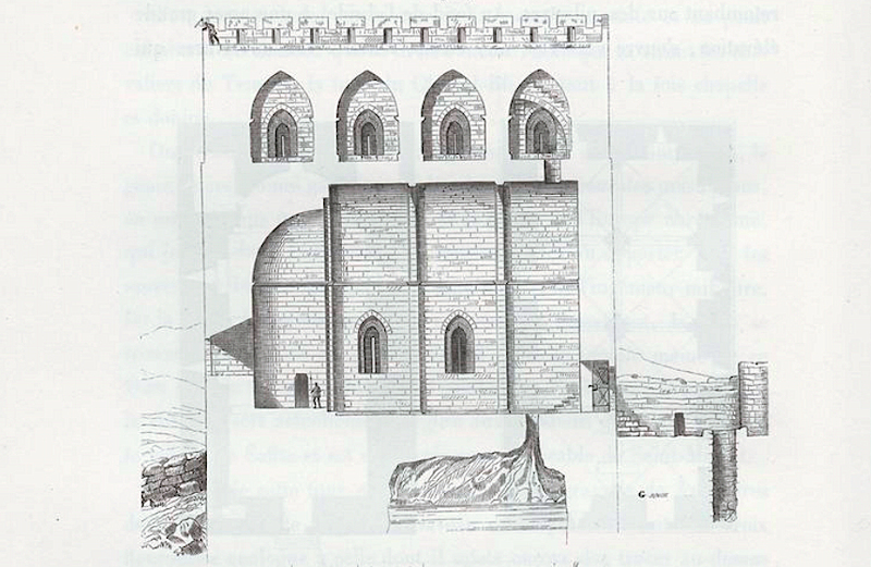 Coupe du donjon de la forteresse de Safita - Chastel Blanc