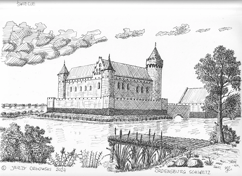 Dessin du Château Teutonique de Świecie (Schwetz)