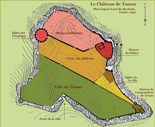 Représentation de l'ensemble du château de Tomar avec l'ancienne ville médiévale